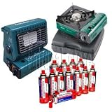 CAMPING VALUE PACK HEATER + STOVE + 12 GAS BUTANE CANISTERS AMAZING OFFER