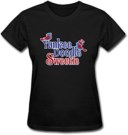 HD-Print New Design Two Birds Singing Yankee Doodle T Shirt For Woman Black Size XL