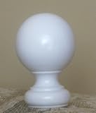 Ball Wood Finial in White Finish for a 1-3/8" dowel rod - 2/pack