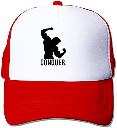 Handson Adult Flat Billed Conquer Arnie Super Muscle Basketball Cap Hat Red