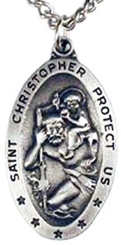 St. Christopher Charms, 24"stainless Steel Necklace Chain