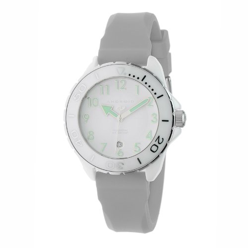 Android Women's AD512AWGY Exotic White Ceramic Gray Rubber Strap Watch