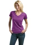 Port Authority Women's V-Neck Short Sleeve Soft Short Sleeve T-Shirt - XX-Large - Grape Juice
