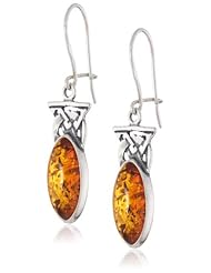 Sterling Silver Honey Amber Celtic Earrings