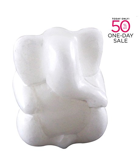 Ganesha Diwali Gift SALE - SouvNear- Lord of Success & Premium Quality A White Marble Statue of Lord Ganesh / Ganpati/ Elephant Hindu God Statues and Sculptures - 2.5 inch-Special Lucky Gift