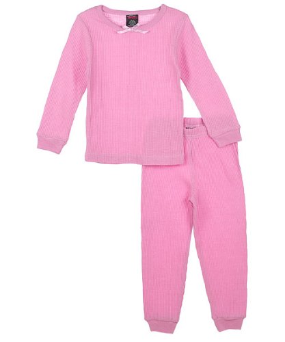 Snozu Basics Girls 2-Piece Performance Thermal Long Underwear (Sizes 2T - 4T) - berry, 3t