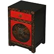 Handmade Asian Furniture - Red, Black & Gold Storage Cabinet / End Table - Village Motif
