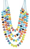 4 Line Multi Glass Teardrop Bead Cord Necklace