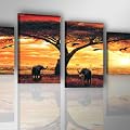 Bild auf Leinwand Afrika 145 x 30 cm Modell-Nr. XXL 6701 Bilder fertig gerahmt�auf echtem Holzrahmen riesig. Ausf�hrung Kunstdruck als Wandbild mit Rahmen.