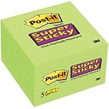Post-it Super Sticky Notes, 3 x 3-Inches, Limeade, 5-Pads/Pack (654-5SSLE)