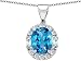 6.20 cts 925 Sterling Silver 14K White Gold Plated Genuine Oval Blue Topaz Pendant