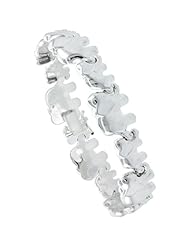 Sterling Silver Stampato Chain Elephant Link Necklace or Bracelet (Available in 7", 8", 16" & 18"), 1/2 in. (13mm) wide