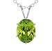 2.00 Ct Oval 9X7mm Green Peridot 925 Sterling Silver Pendant W/18
