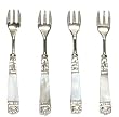 Decorative Mini Fork Set / 4 With Flat Inlaid Mother of Pearl Handles