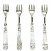 Decorative Mini Fork Set / 4 With Flat Inlaid Mother of Pearl Handles