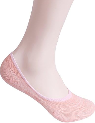American Trend Women's No-Show Low-Cut Sock Liners Silicon Heel Grip(1 Pair-Pink, Shose Size 5-8 )