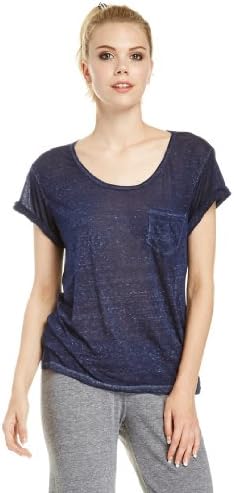 DAILYLOOK Women's, Acid Wash Pocket Tee, navy, S
