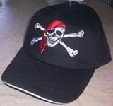 Surrender the Booty (Baseball) Cap (Hat) - Embroidered Red Bandana Pirate Jolly Roger on the Front and Surrender the Booty on the Back