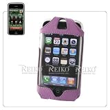 Purple Apple iPhone Premium Leather Vertical Holster Case Cover with Swivel Belt Clip and Screen Protector