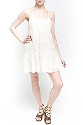 Empire   Waistline Scoop Neck Lace-Up Cutout Cotton  Dress