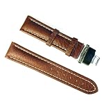 BANDA WYOMING BUFFALO LEATHER WATCHBAND WITH STAINLESS DOUBLE FOLDING BUTTERFLY CLASP DEPLOYANT... by Caddy Bay Collection
