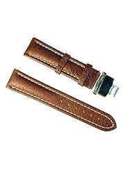 BANDA WYOMING BUFFALO LEATHER WATCHBAND WITH STAINLESS DOUBLE FOLDING BUTTERFLY CLASP DEPLOYANT BUCKLE DESIGN-REAL ITALIAN CALF LEATHER-20 mm HONEY COLOR