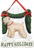 Wheaton Terrier Happy Holidays Sign (Picket Fence)