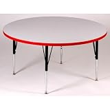 Round Activity Table with Grey Granite Top Leg: Standard Leg, Color: Green
