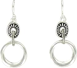 Silvertone Circle Drop Earrings Fashion Jewelry