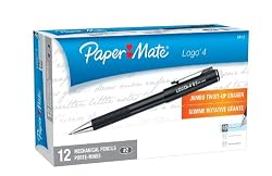 Paper Mate Logo 4 0.5mm Mechanical Pencil, 12 Black Barrel Pencil (64151)