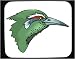 Decorated Mouse Pad with head, green, robin, beak, bird