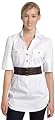 A. Byer  Junior's Updated Elbow Sleeve Button Down Top With Belt,White,Small
