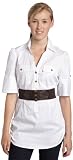 A. Byer  Junior's Updated Elbow Sleeve Button Down Top With Belt