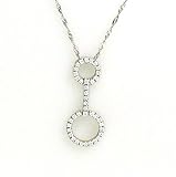 Diamond Pendant 0.39k G.V.V.S Brilliant Diamonds on 18k White Gold Damiani Style Design Pendant Made in Italy (Gold Chain Included)
