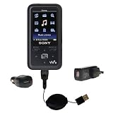 Retractable USB Hot Sync Compact Kit with Car & Wall Charger for the Sony Walkman NWZ-S616 - Gomadic Brand w/ TipExchange Technology