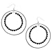 Sterling Silver Black Onyx Bead Large Gypsy Hoop