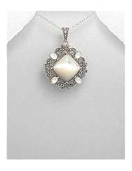 Marcasite Pendant Necklace In 92.5 Sterling Silver