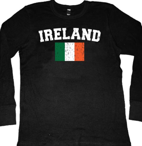 Ireland Flag International Soccer Thermal Shirt, Irish Soccer Mens Thermal Shirt, Large, Black