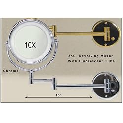 Rucci Chrome Wall-Mounted Lighted Mirror 7.5" Diameter - 15L 1X/ 10X