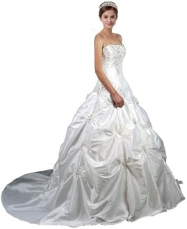 Faironly M58 White Ivory Wedding Dress Bride Gown (M, White)