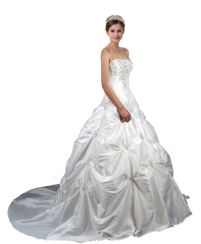 Faironly M58 White Ivory Wedding Dress Bride Gown (M, White)