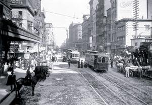 Framed Black poster printed on 20 x 30 stock. Historic Philadelphia Trolleys