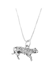 Sterling Silver Three Dimensional Tiger Necklace