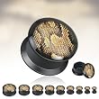 Black Acrylic Double Flat Flare Screw Fit Plug With 'Python Hide' Print - 5/8" - SOLD AS A PAIR