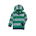 Crazy 8 Boys' Big Green Rugby Stripe Hooded Henley