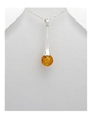 Baltic Amber Pendant Necklace In 92.5 Sterling Silver