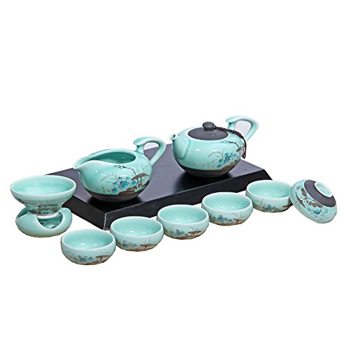Best Price dehua ceramic dark green 10piece taiwan celadon kung fu tea