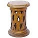 Handmade Asian Furniture - 19 Carved Acacia Wood Round End Table With Lattice Design & Rich Finish