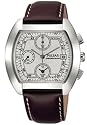 Pulsar Watch Chronograph Quartz Mens Alarm Stainless Case Brown Leather Band PF3245