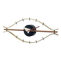 Kirch G80930G George Nelson Classic Brass Eye Clock With Wood Trim
